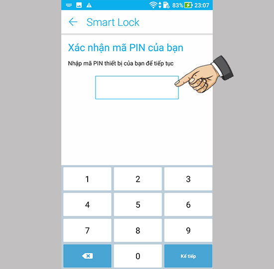 Chọn smart lock và nhập mã Pin
